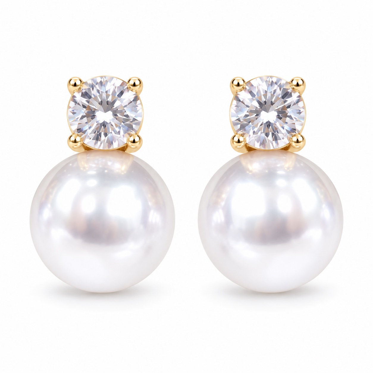 White Freshwater Pearl & Cubic Zirconia Earrings