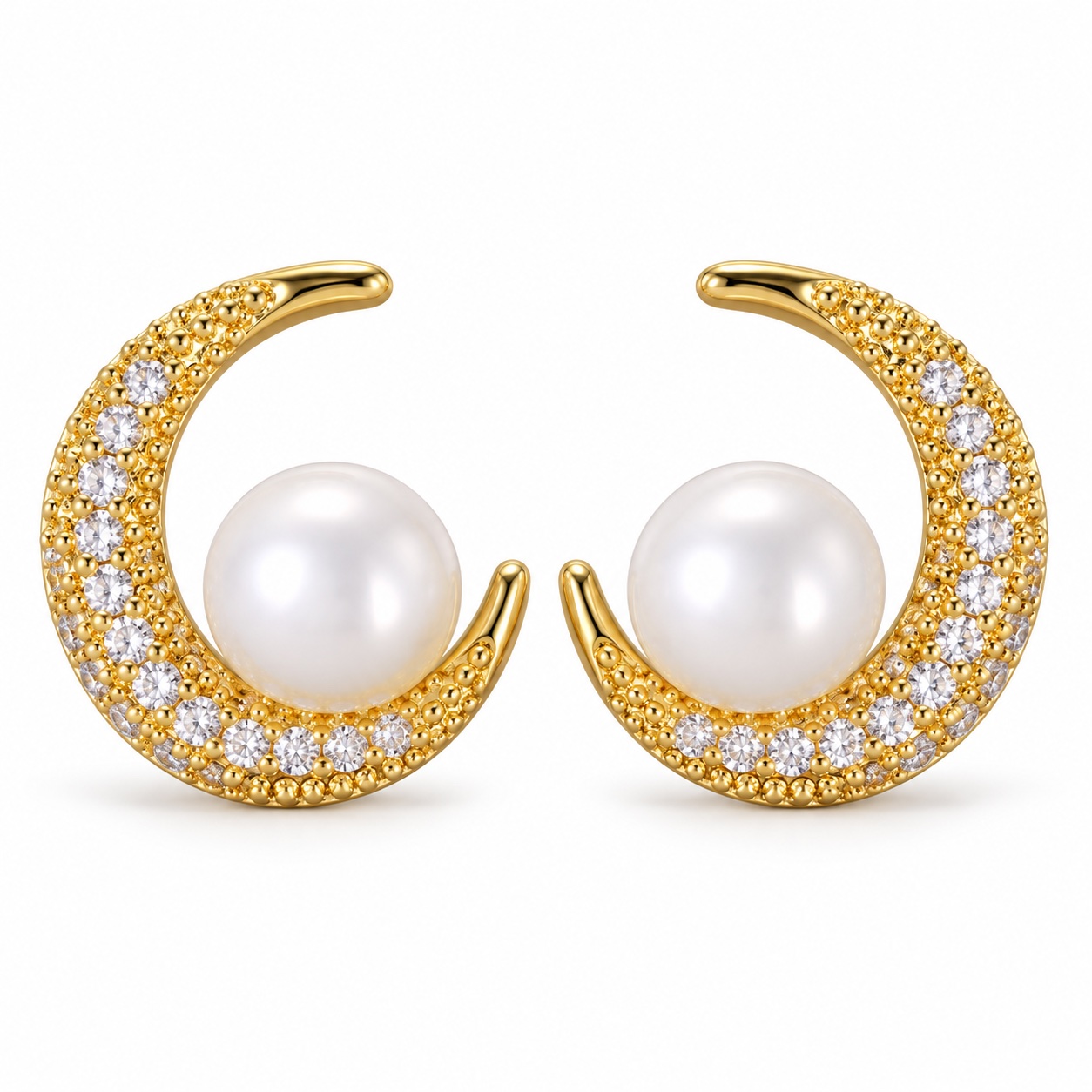 White Freshwater Pearl & Cubic Zirconia Earrings