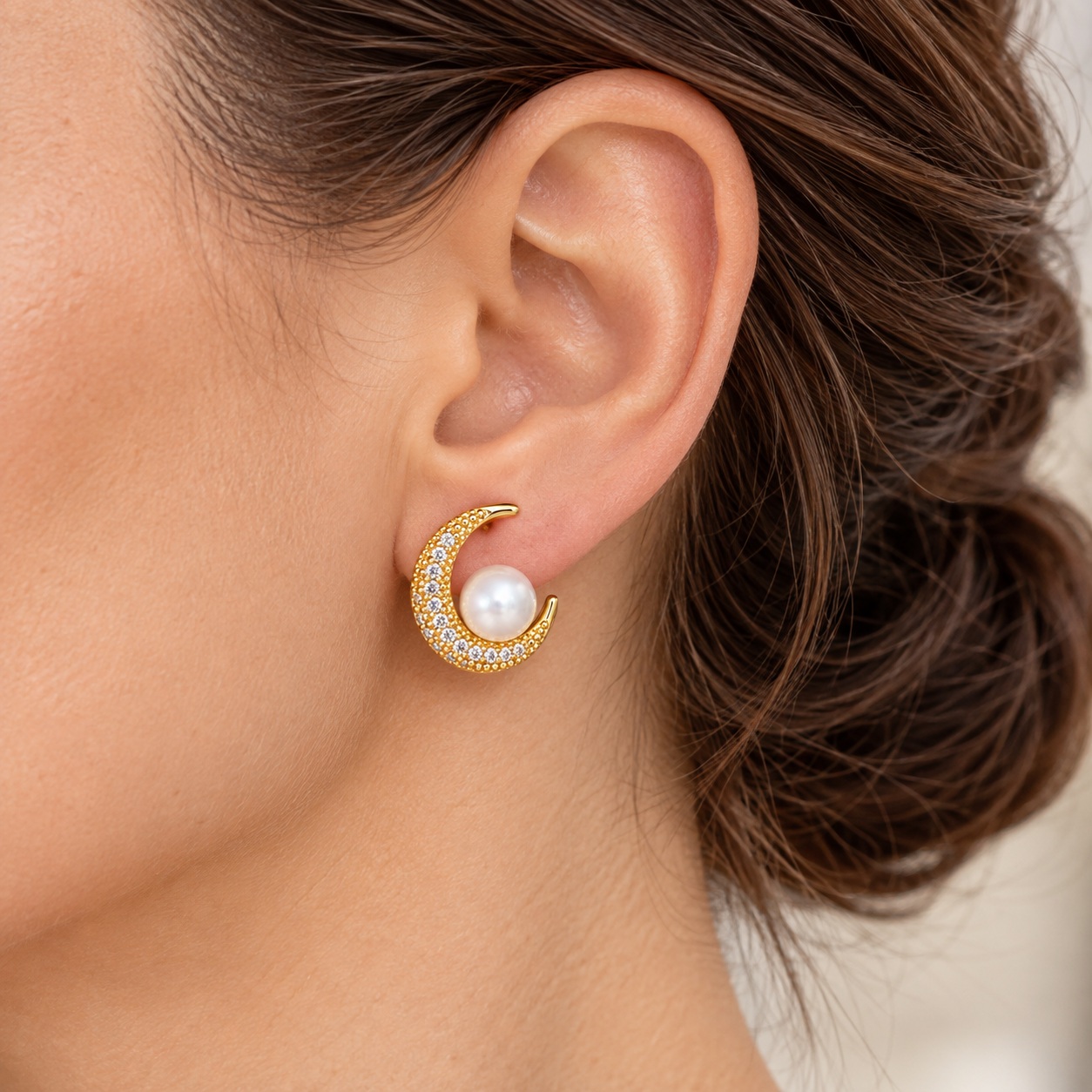 White Freshwater Pearl & Cubic Zirconia Earrings