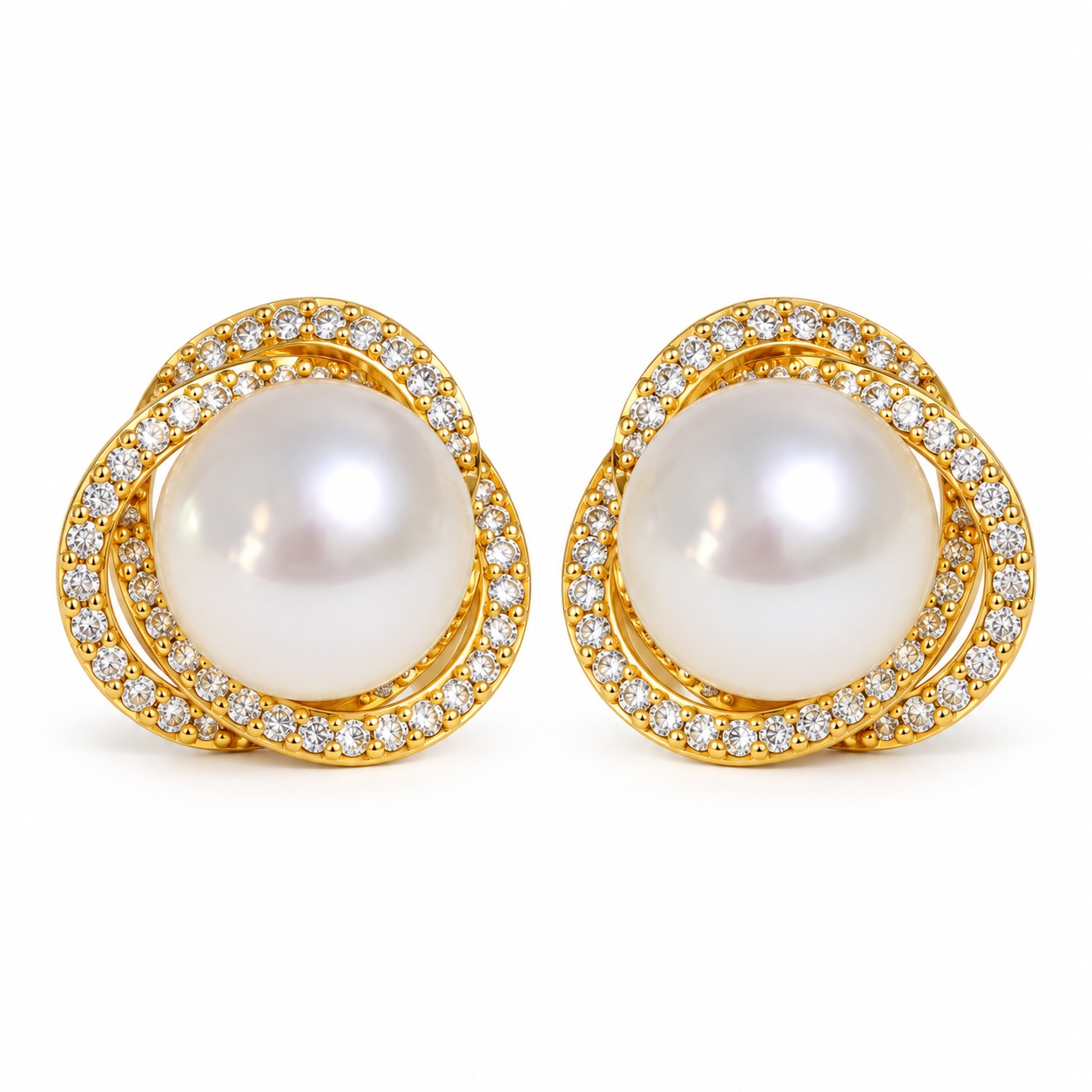 White Freshwater Pearl & Cubic Zirconia Earrings