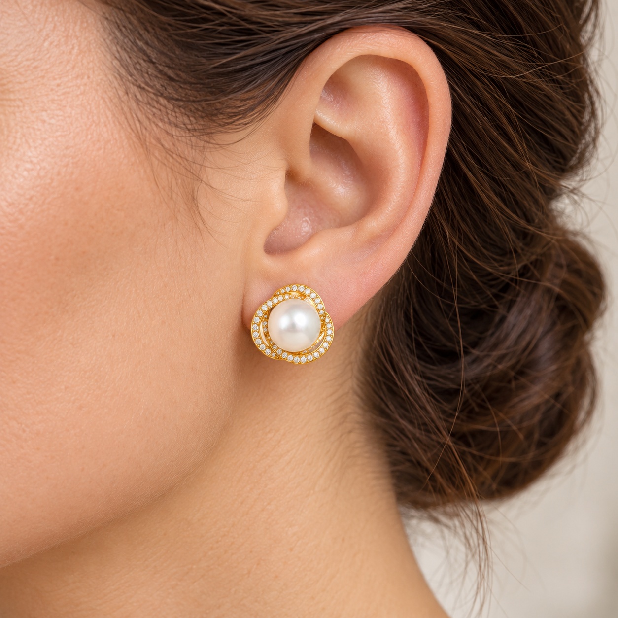 White Freshwater Pearl & Cubic Zirconia Earrings
