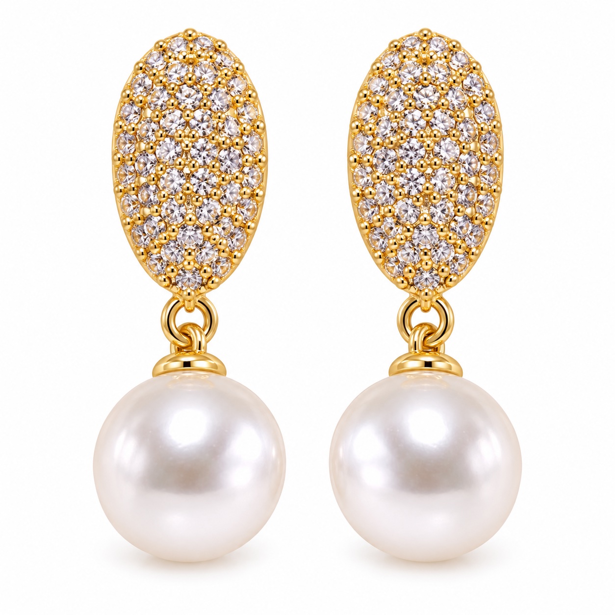White Freshwater Pearl & Cubic Zirconia Earrings